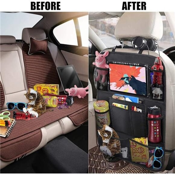 Car Backseat Organizer with 10" Table Holder, 9 Storage Pockets Seat Back - Picture 3 of 7